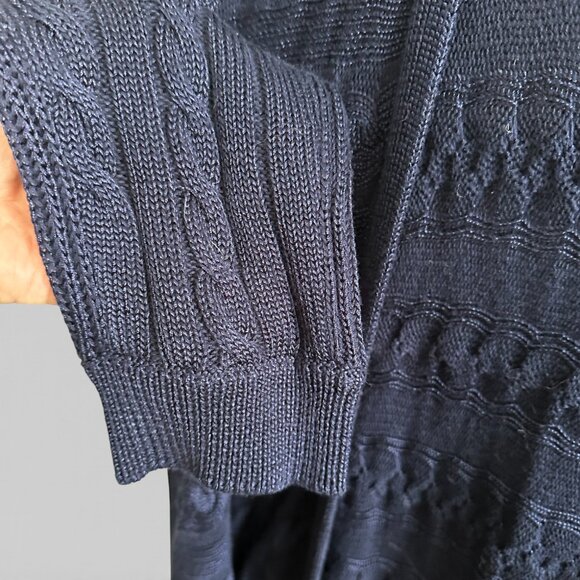 Lauren Ralph Lauren Women's Navy Blue Cable Knit Duster Sweater Cardigan 1X - Picture 6 of 7